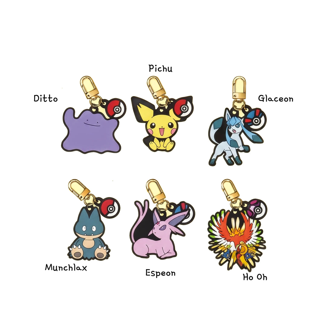 Pokemon Secret Random Keyring Ditto Pichu Glaceon Munchlax Espeon Ho-Oh - Prism and Pocket