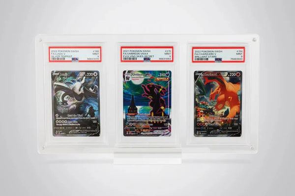 Triple PSA Graded Card Acrylic Display Case incl. Stand - Front - Prism & Pocket